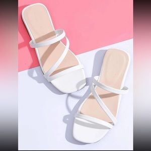 White Criss Cross Detail Flats/Sandals